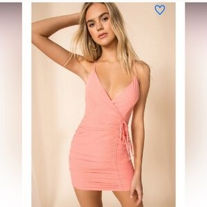 Superdown Karly Drawstring Dress in Pink Size Small